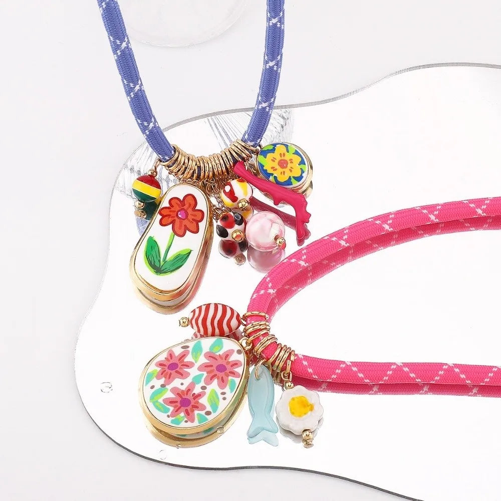 Bohemian Flower Pendant Necklace – Colorful Collarbone Chain