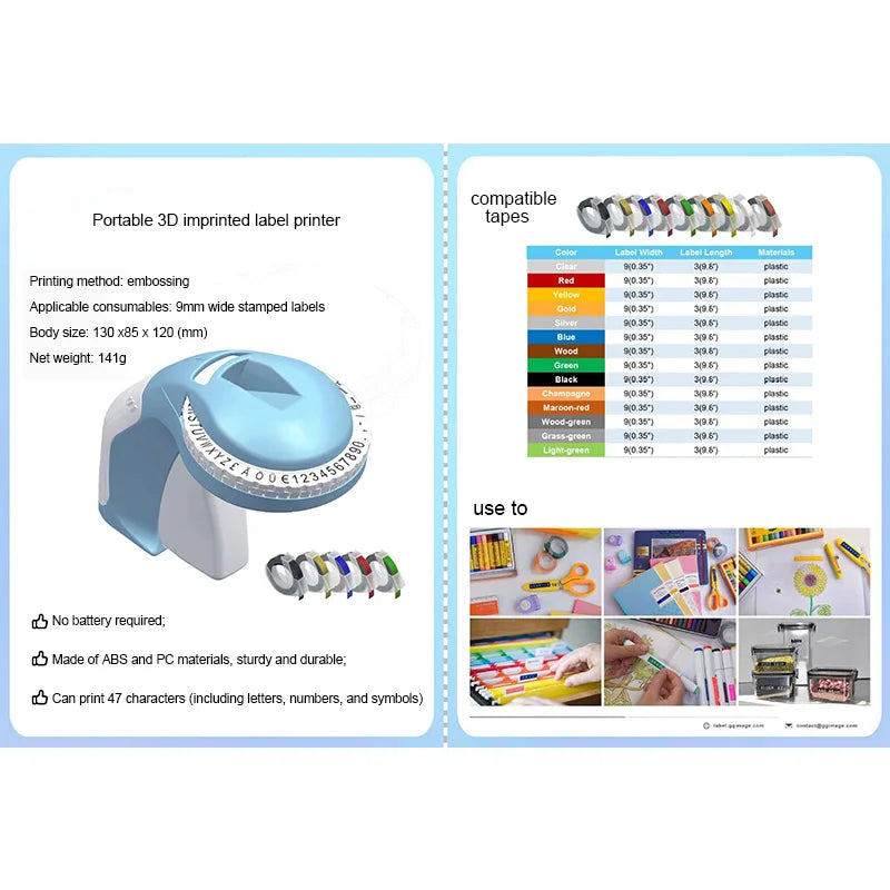 B90 Manual Label Printer 9mm 3D Embossing – Dymo Compatible