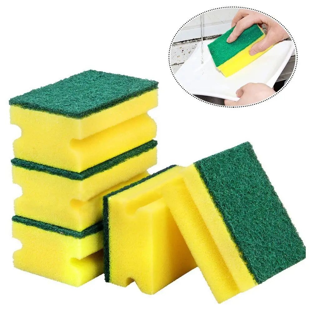 Double-Sided Dishwashing Sponge – Absorbent Scrubber 5/10 Pcs