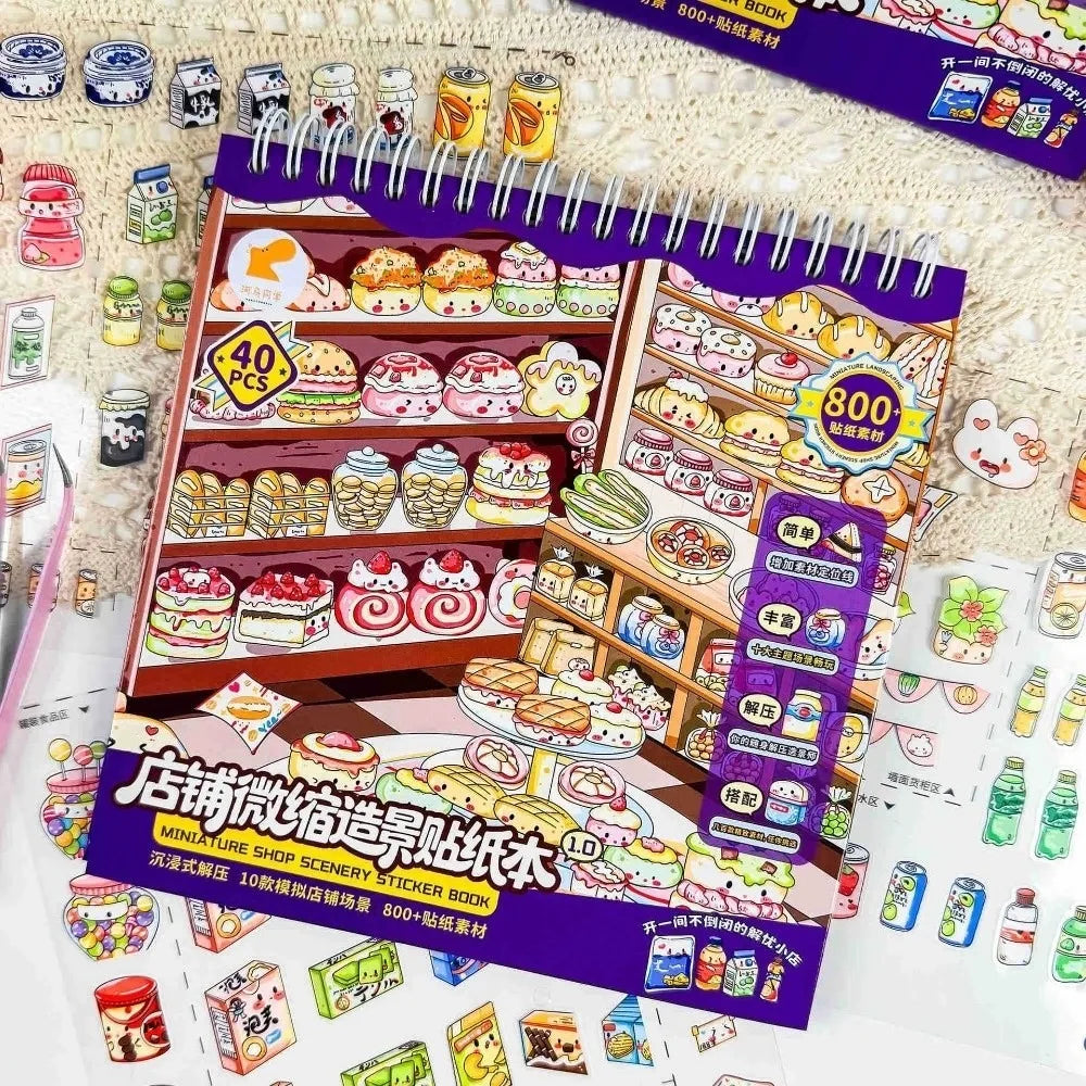 Supermarket Miniature Scene Stickers – 10 PET Die-Cut Scenes Decorative Sticker Set Nixie A