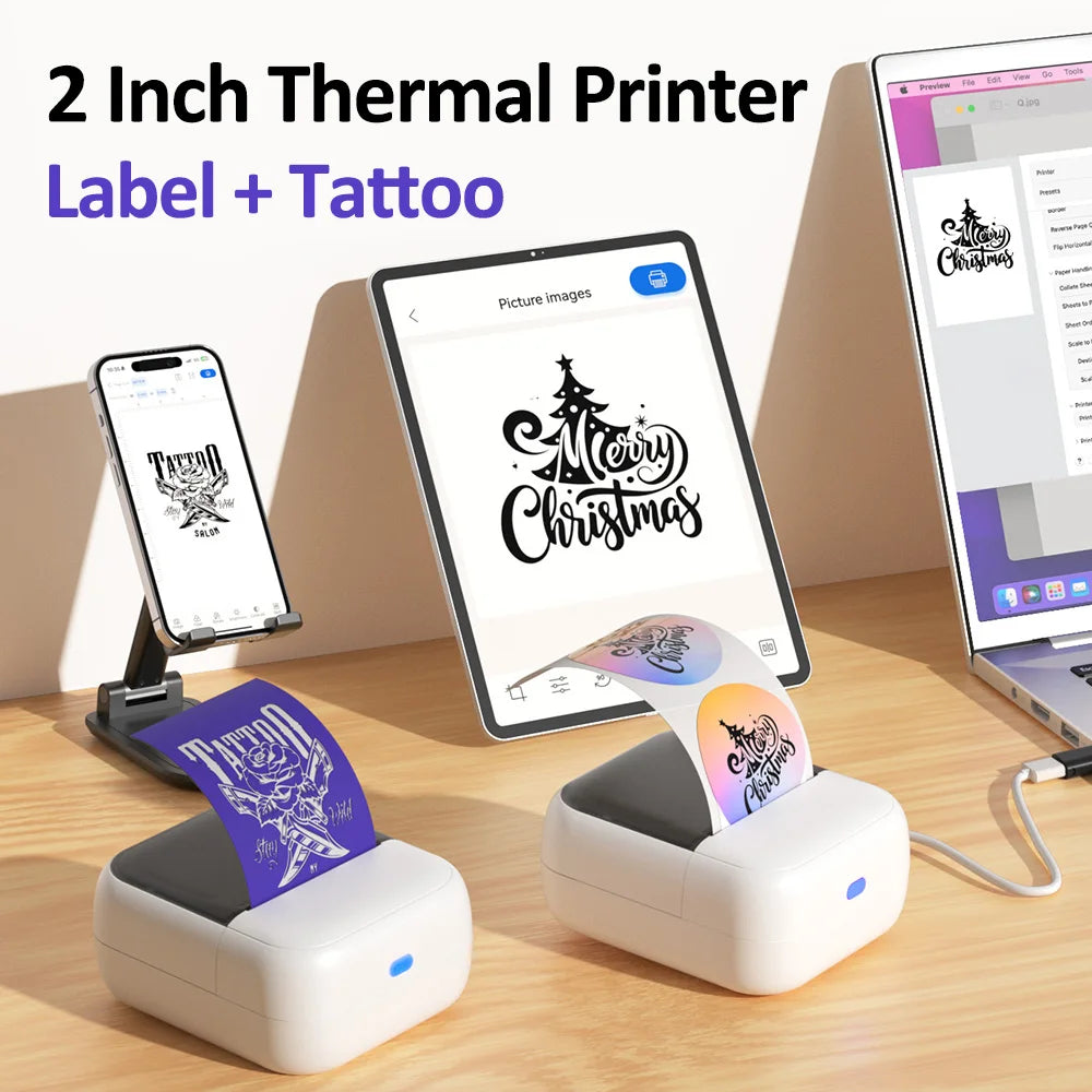 Marklife C50 Mini Bluetooth Thermal Label & Tattoo Stencil Printer Thermal Label Printer Nixie