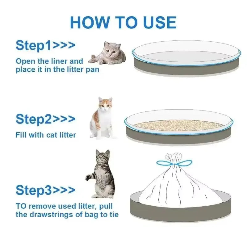 Thick Drawstring Cat Litter Box Liners – Tear-Proof, 10 Pack