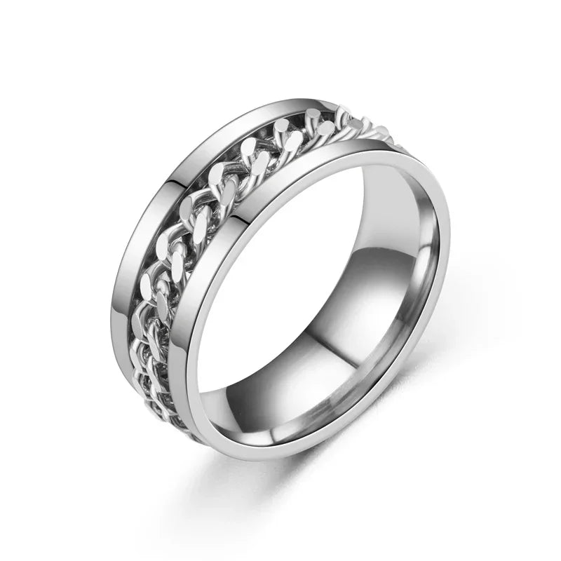 Punk Chain Rotating Ring Men & Women Zinc Alloy Sizes 6–11 Fashion Ring Nixie