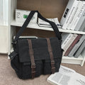 Large Canvas Messenger Bag – College & Work Shoulder Bag Canvas Messenger Bag Nixie Black