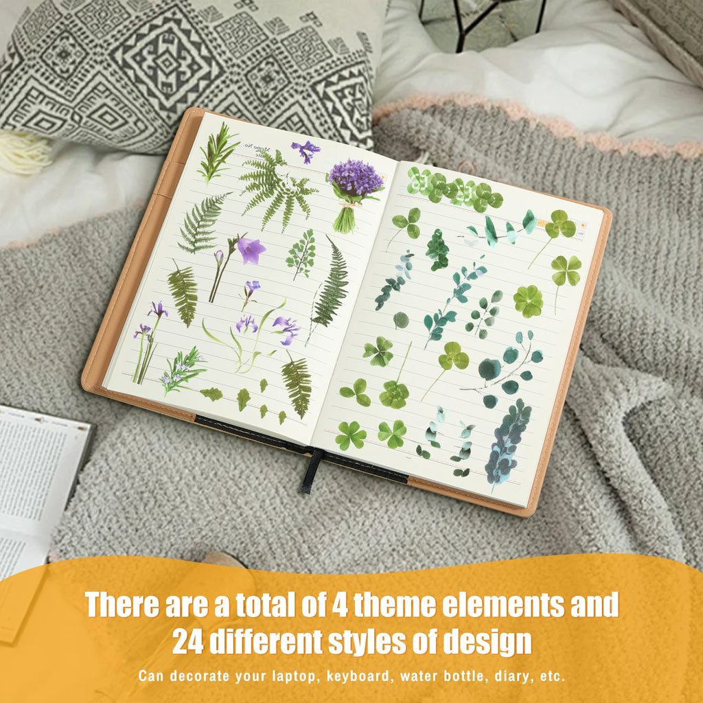 12-Pack Plant Flower Scrapbook Stickers – Waterproof DIY Decals Scrapbook Sticker Set Nixie