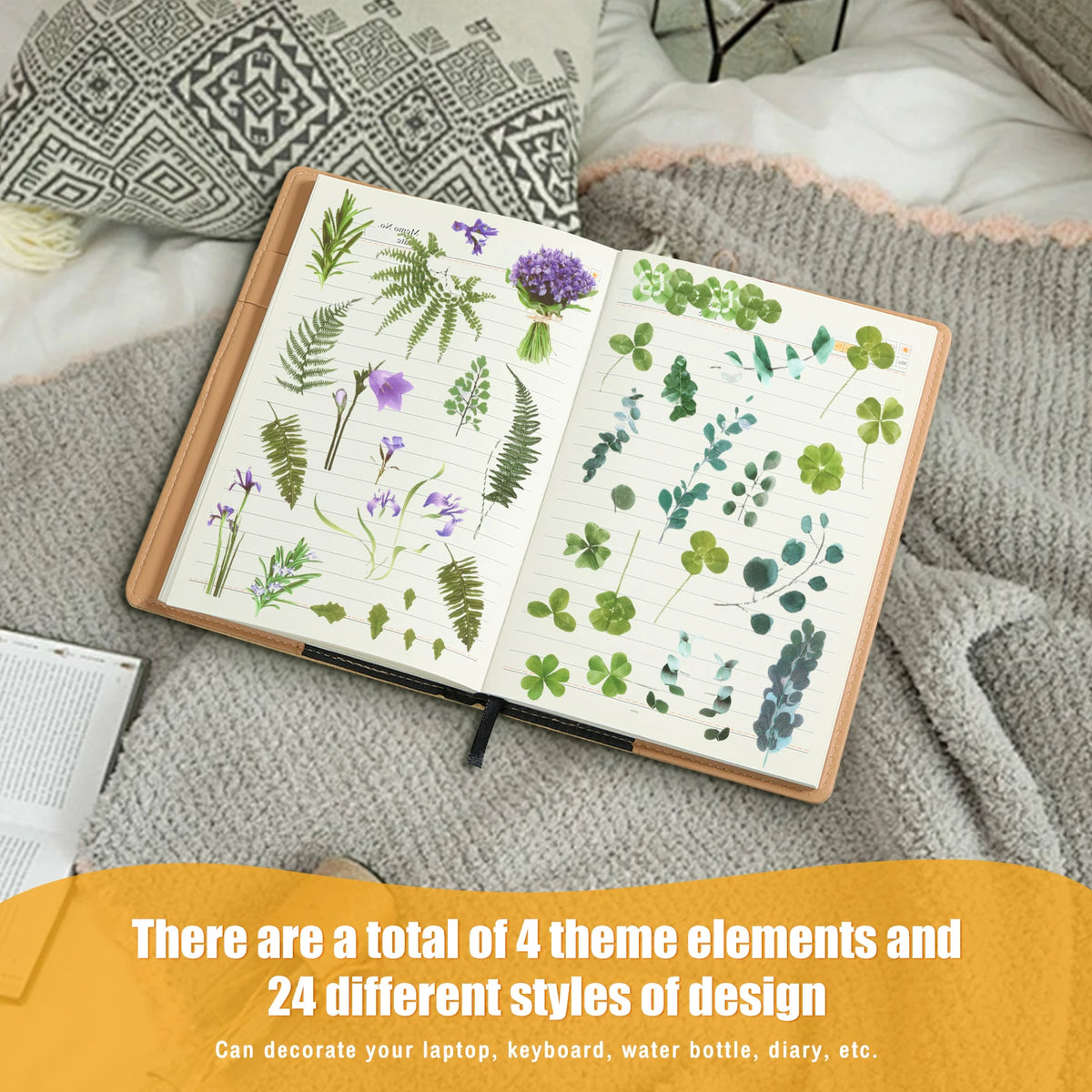 12-Pack Plant Flower Scrapbook Stickers – Waterproof DIY Decals Scrapbook Sticker Set Nixie