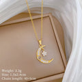 Star Moon Pendant Necklace – Gold Stainless Steel Choker Women Pendant Necklace Nixie XL2606-792