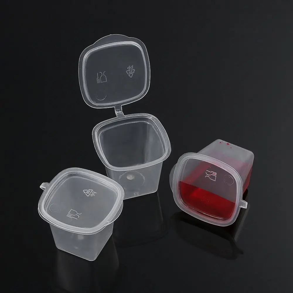 25Pcs Clear Hinged Lid Mini Containers – BPA-Free Sauce Cups Mini Food Containers Nixie