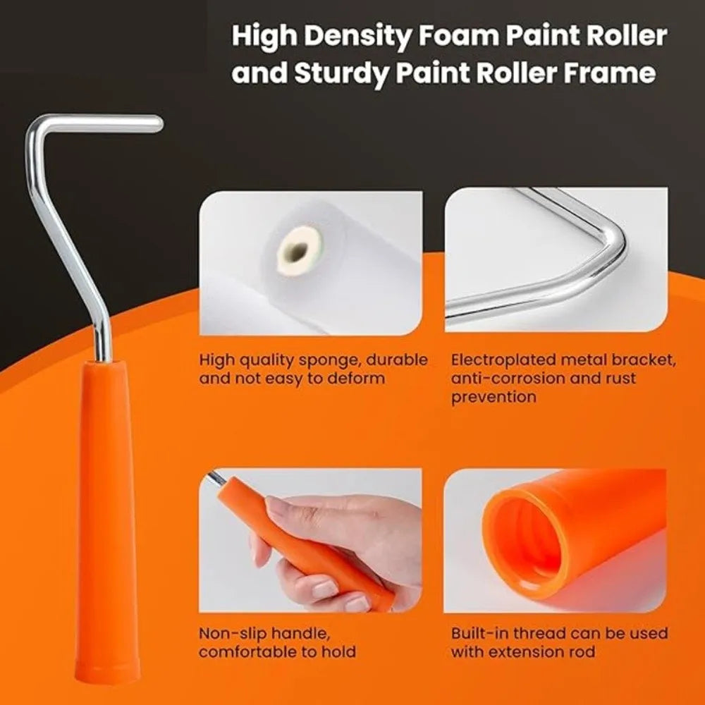 2-Inch Foam Paint Roller Set – Anti-Drip Wall Painting Kit Paint Roller Set Nixie
