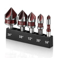 5-Piece Countersink Drill Bit Set | 1/4"–3/4" Hex Shank Countersink Drill Bits Nixie Brown