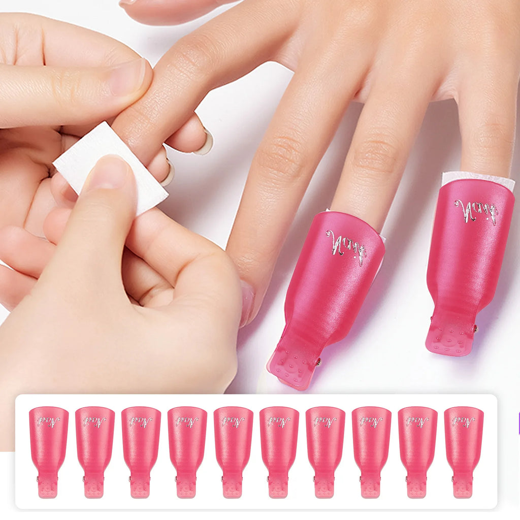 10 Pcs Silicone Nail Soak Off Caps – Reusable Gel Remover Clips Nail Soak Off Caps Nixie