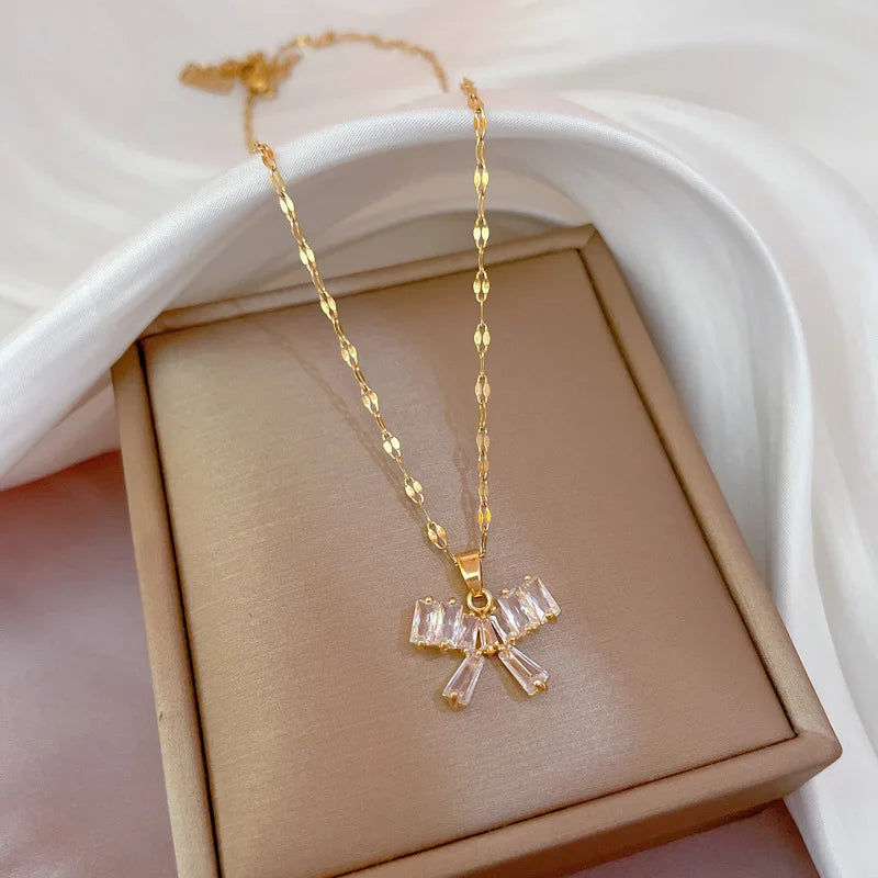 Butterfly Knot Copper Pendant Necklace | Gold Choker for Women Pendant Necklace Nixie