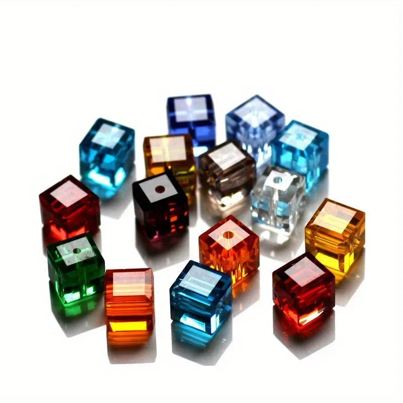 Cube Faceted Crystal Glass Beads 4mm 6mm 8mm – DIY Jewelry Crystal Craft Beads Nixie