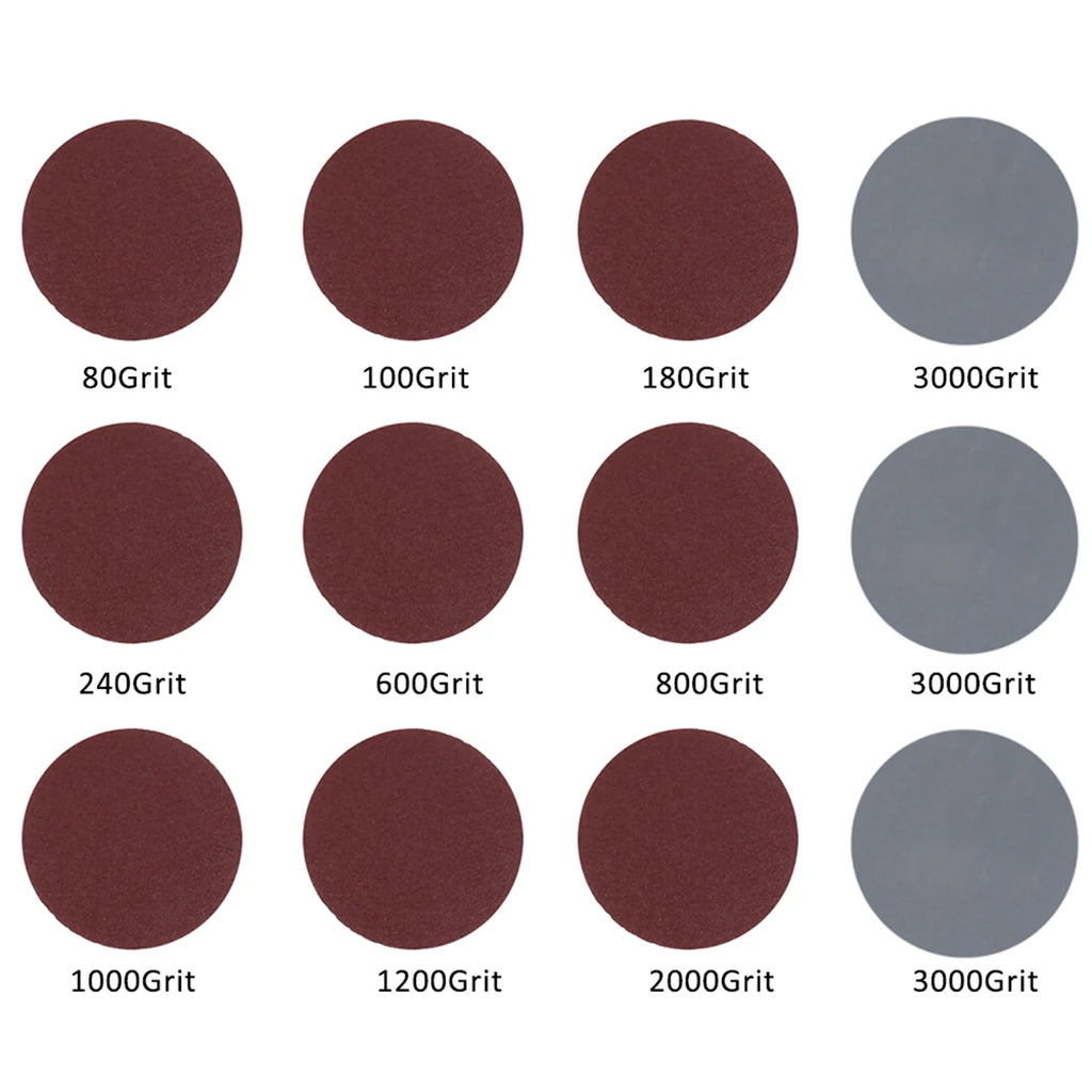 100pcs 3-Inch Sanding Discs 80–3000 Grit Abrasive Polishing Set Abrasive Sanding Discs Nixie