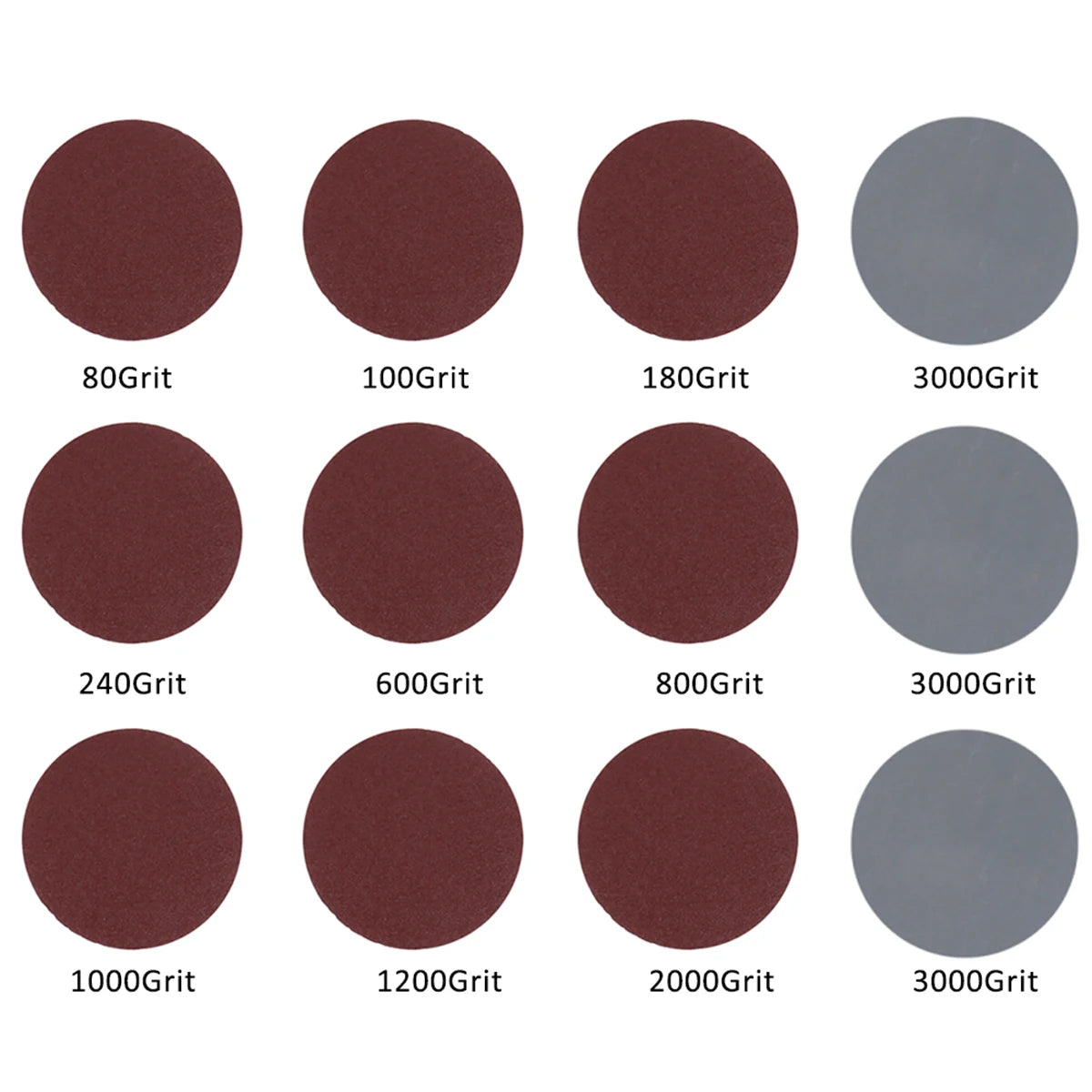 100pcs 3-Inch Sanding Discs 80–3000 Grit Abrasive Polishing Set Abrasive Sanding Discs Nixie