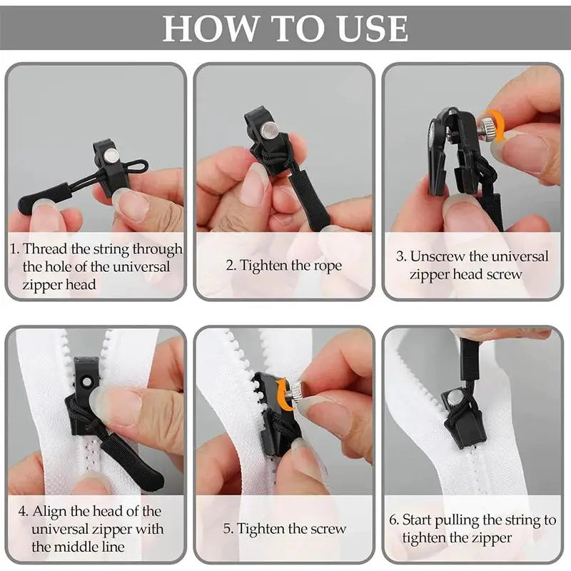 3-Size Universal No-Sew Zipper Repair Kit – S, M & L Heads Zipper Repair Kit Nixie