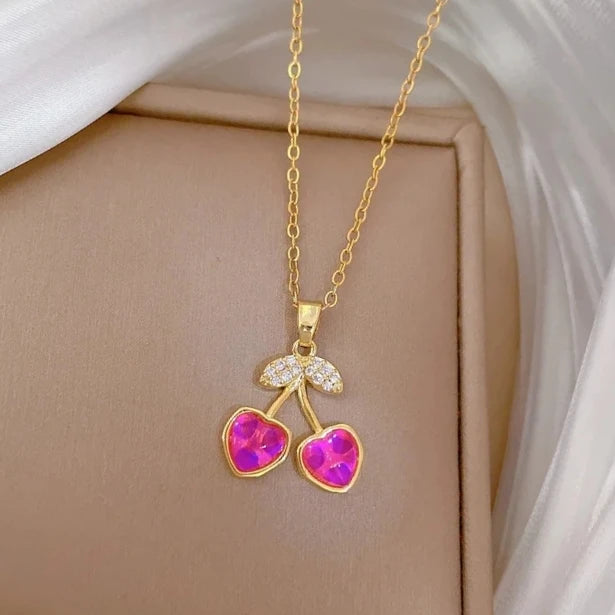Cherry Pendant Necklace Gold Stainless Steel Women Minimalist Pendant Necklace Nixie