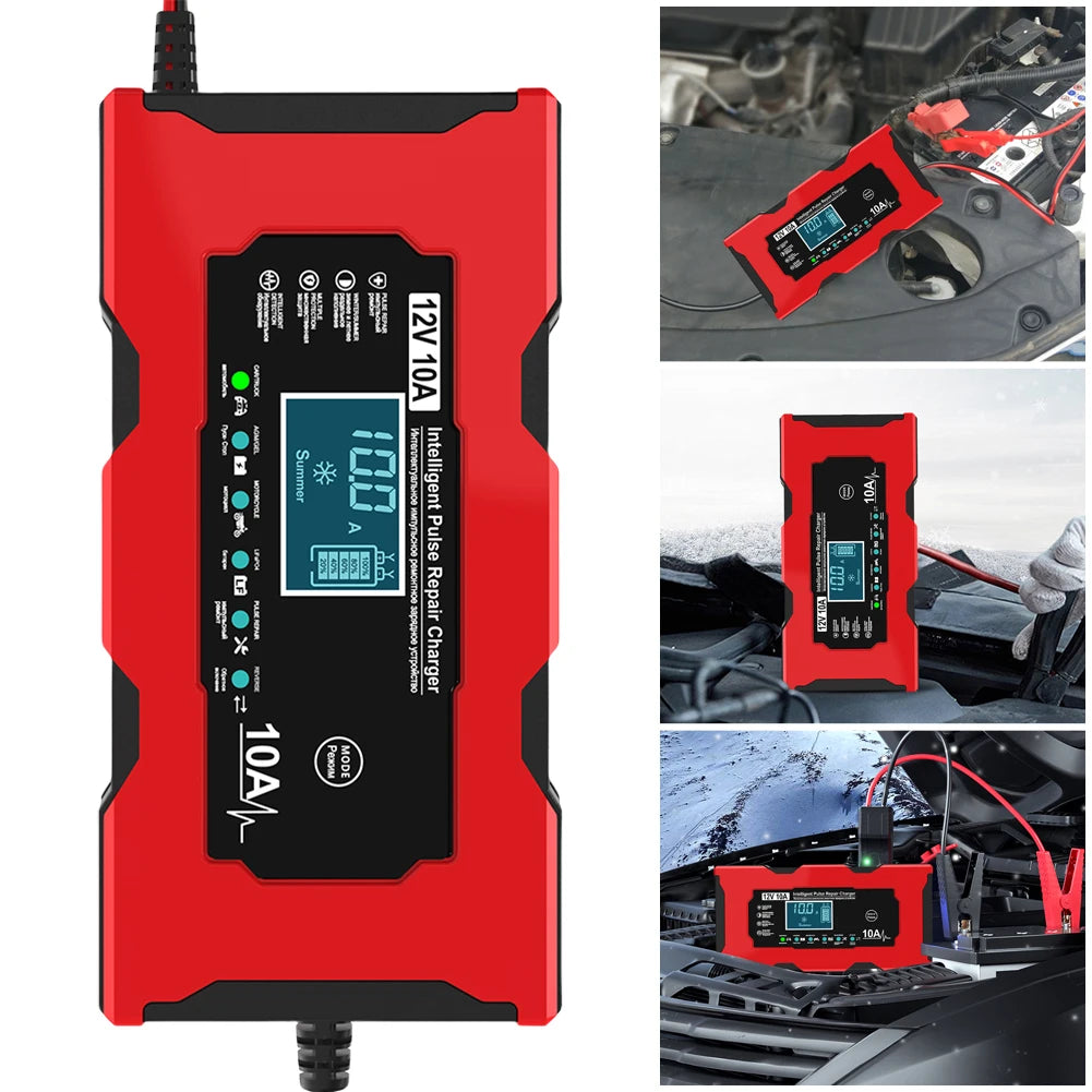 12V 10A Smart Battery Charger – Car, Motorcycle, AGM & GEL Smart Battery Charger Nixie