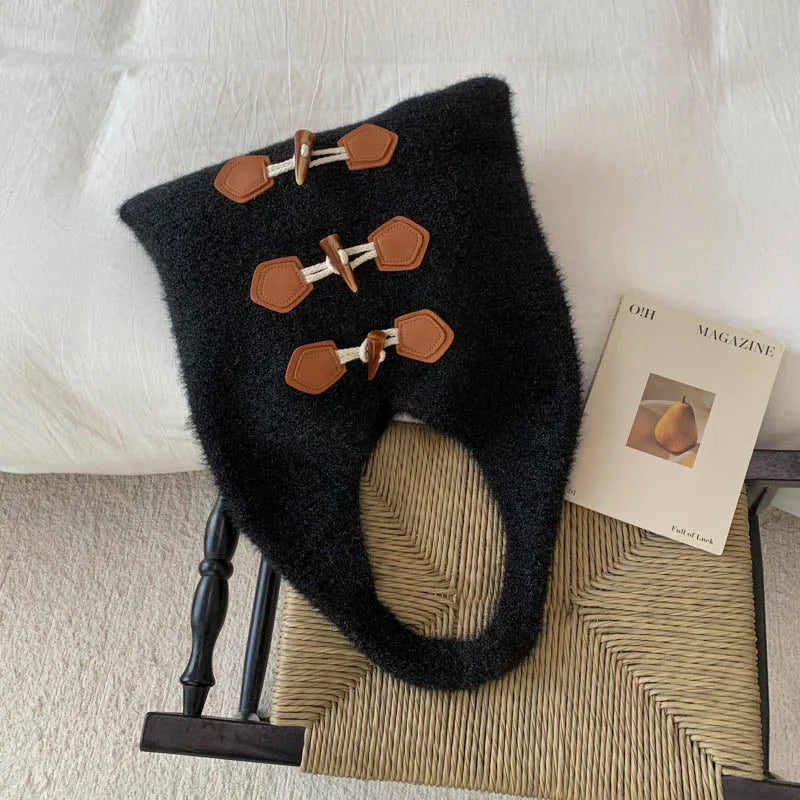 Women's Large-Capacity Knitted Tote Bucket Shoulder Bag Knitted Tote Bag Nixie