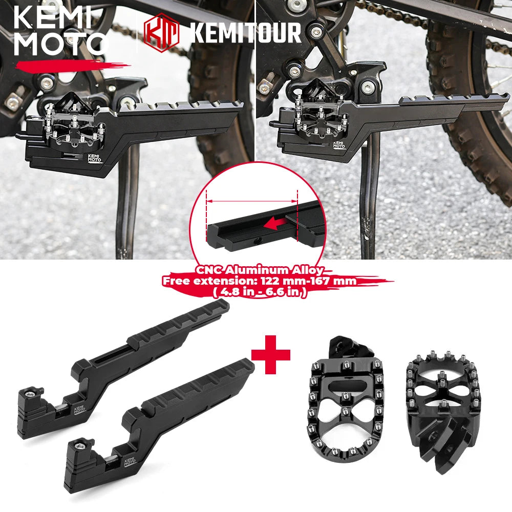 CNC Aluminum Extendable Passenger Footpegs – Universal Dirt Bike Motorcycle Foot Pegs Nixie