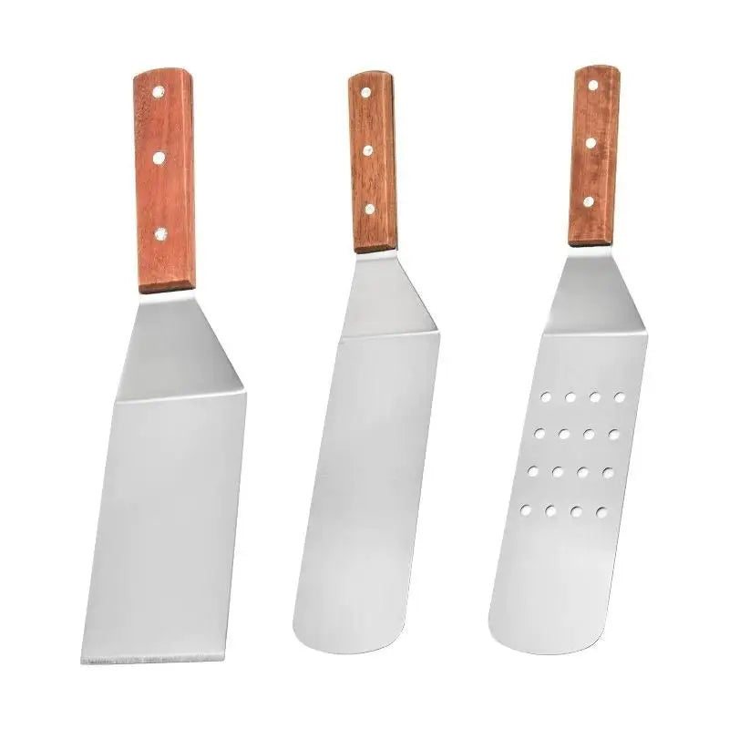 Stainless Steel BBQ Spatula & Grill Scraper Wood Handle BBQ Spatula Nixie D