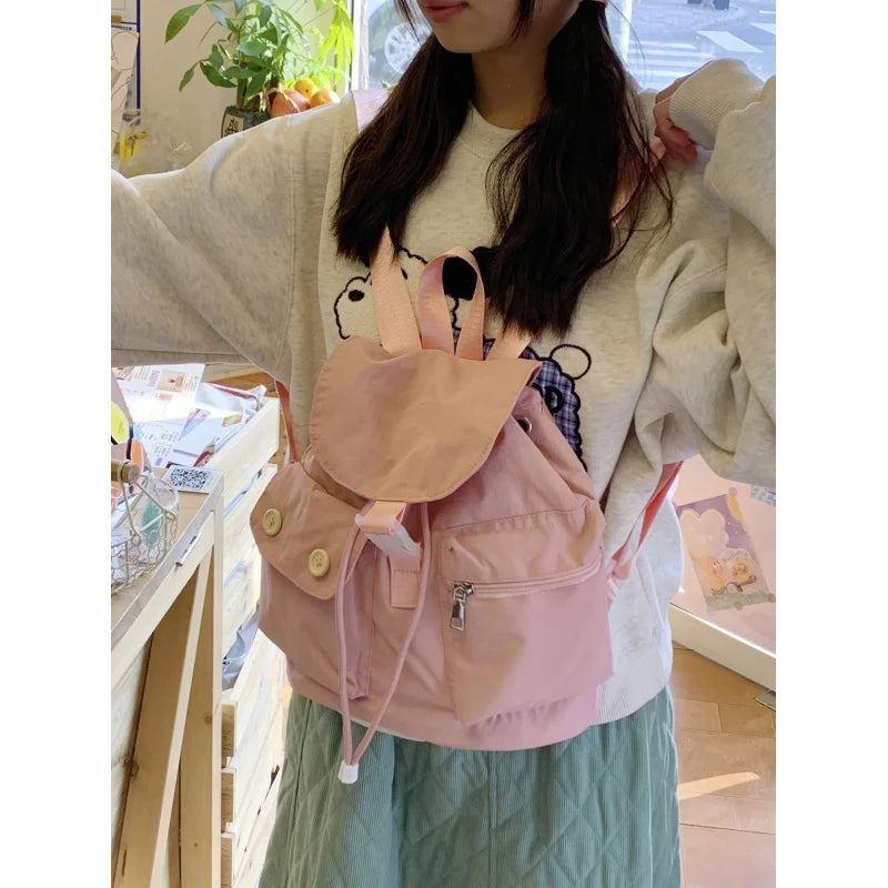 Korean-Style Nylon Backpack – Casual College Travel Bag Nylon Backpack Nixie
