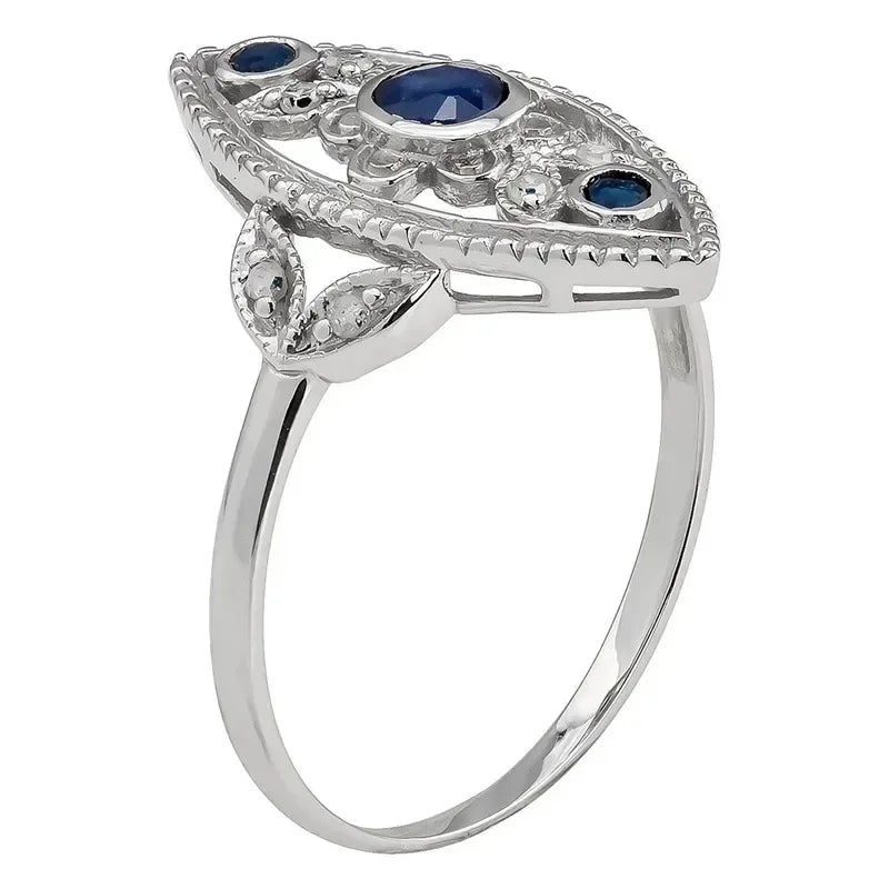 Vintage Silver Blue Zircon Ring – Antique Style | Sizes 6–10 Fashion Ring Nixie