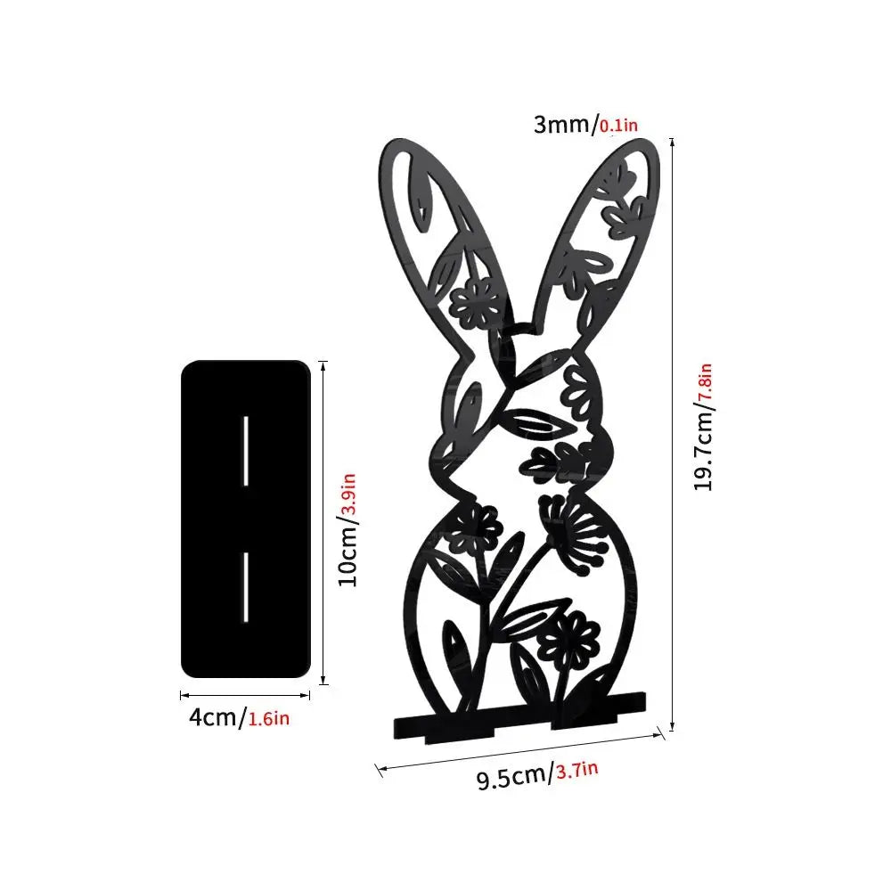Cartoon Rabbit Easter Acrylic Hollow Figurine Desktop Ornament Easter Decorative Figurine Nixie