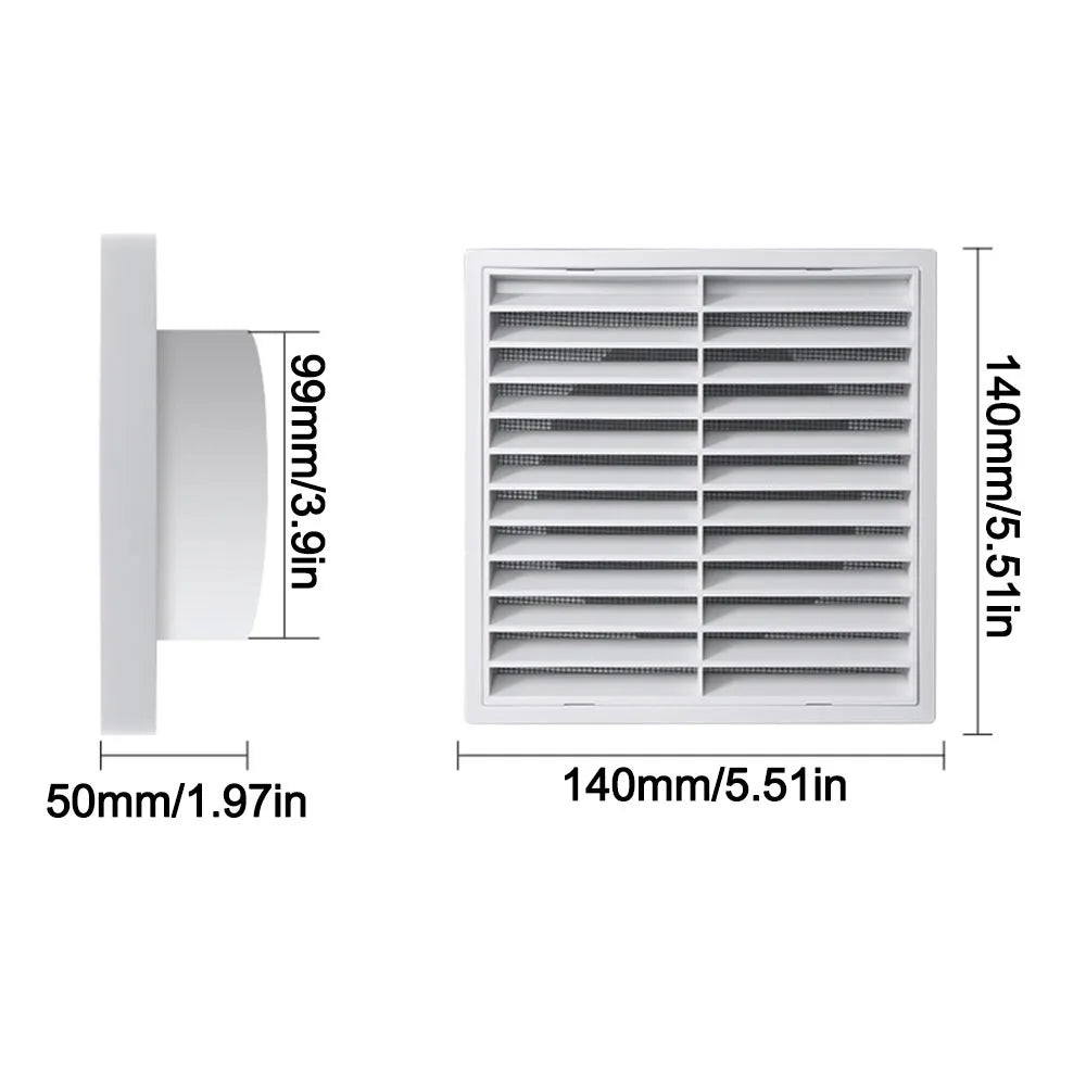 Square Air Vent Grille Cover 4–8 In | Aluminum Fiber Mesh Vent Grille Cover Nixie White-4in