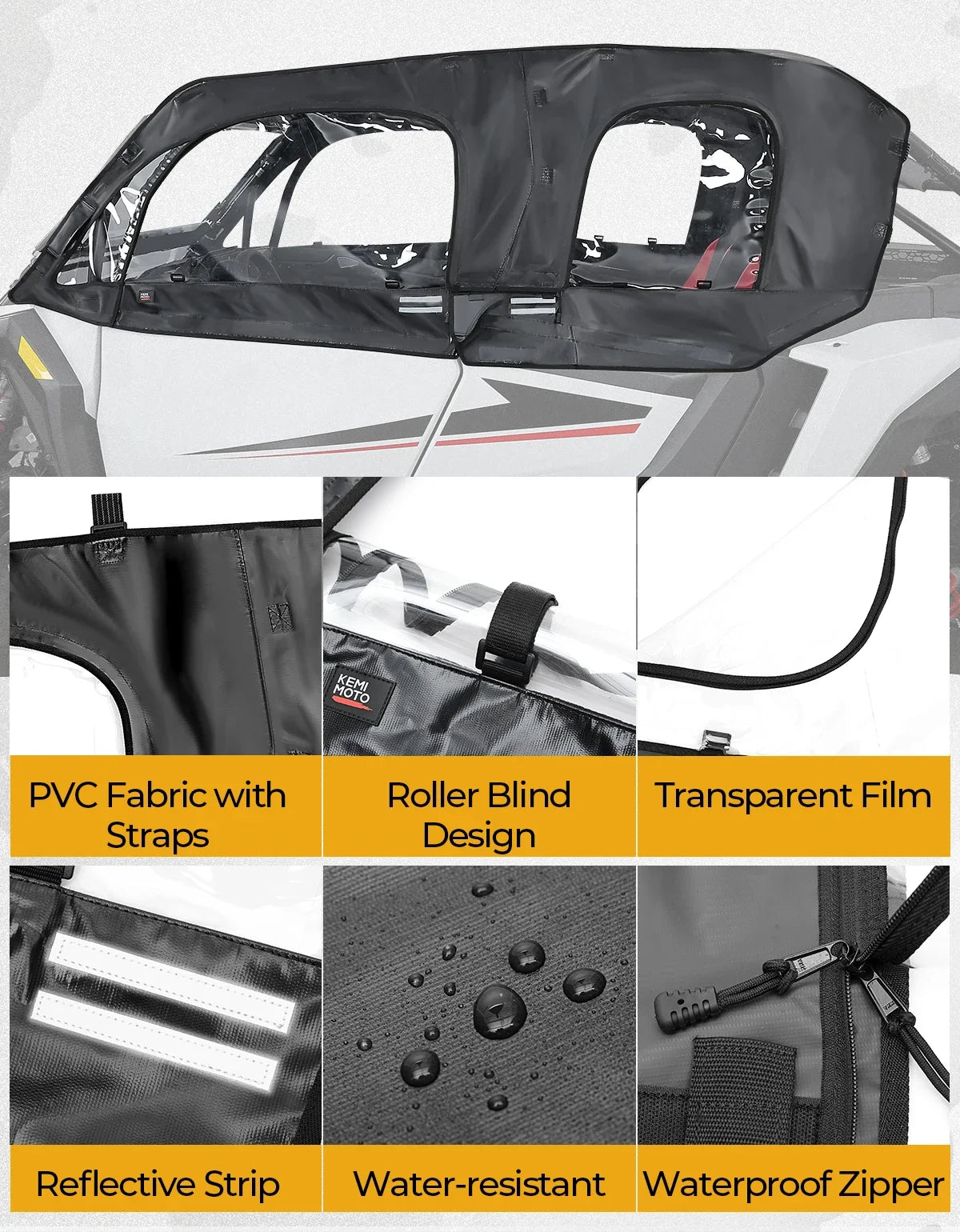 KEMIMOTO Soft Cab Enclosure Kit – Polaris RZR XP 4 1000 2024+ UTV Cab Enclosure Kit Nixie