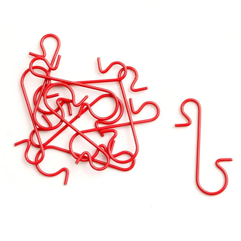 50pcs Metal S-Hooks Christmas Ornament Hangers – 2 Sizes Christmas Ornament Hooks Nixie Red 10pcs-30mm