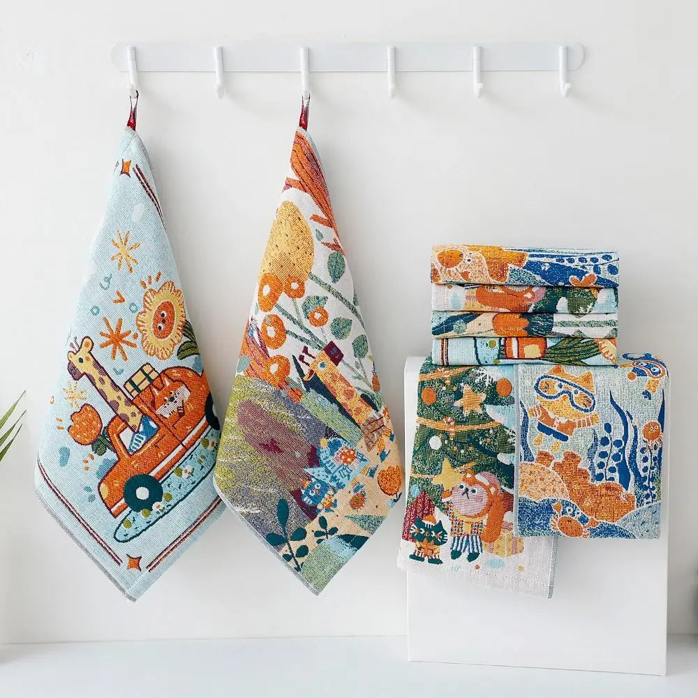 Kids Cartoon Kitchen Hand Towel – 34x40cm Quick-Dry Cotton Kitchen Hand Towel Nixie