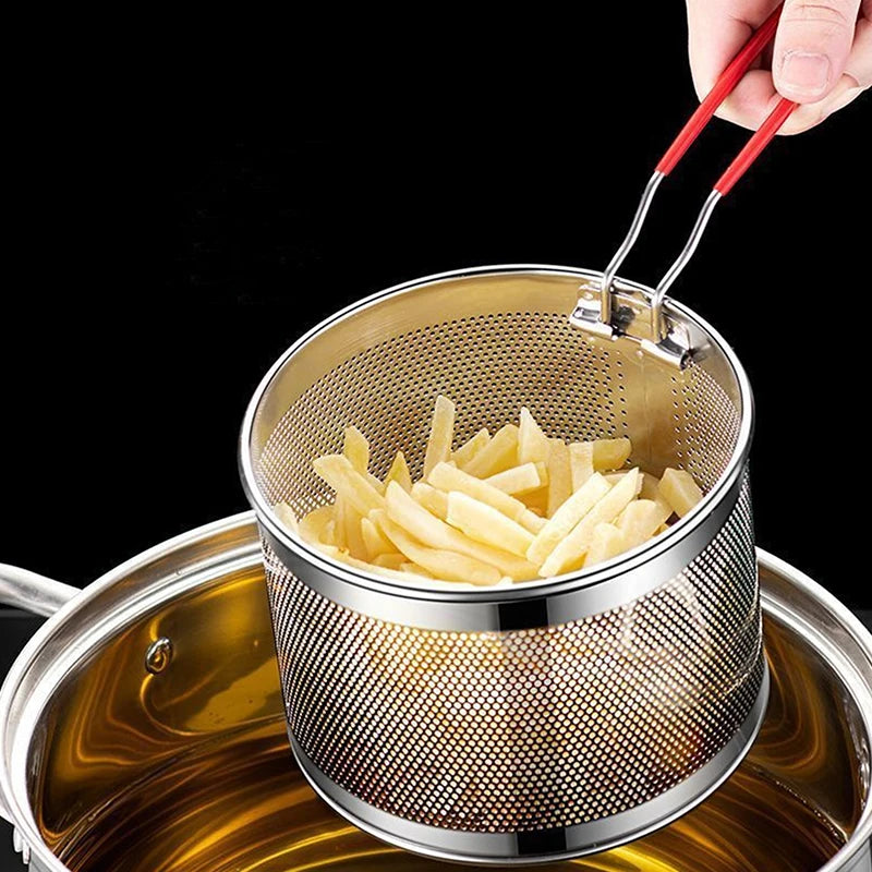 Stainless Steel Fry Basket Mesh Strainer Colander – 5 Sizes Fry Basket Strainer Nixie