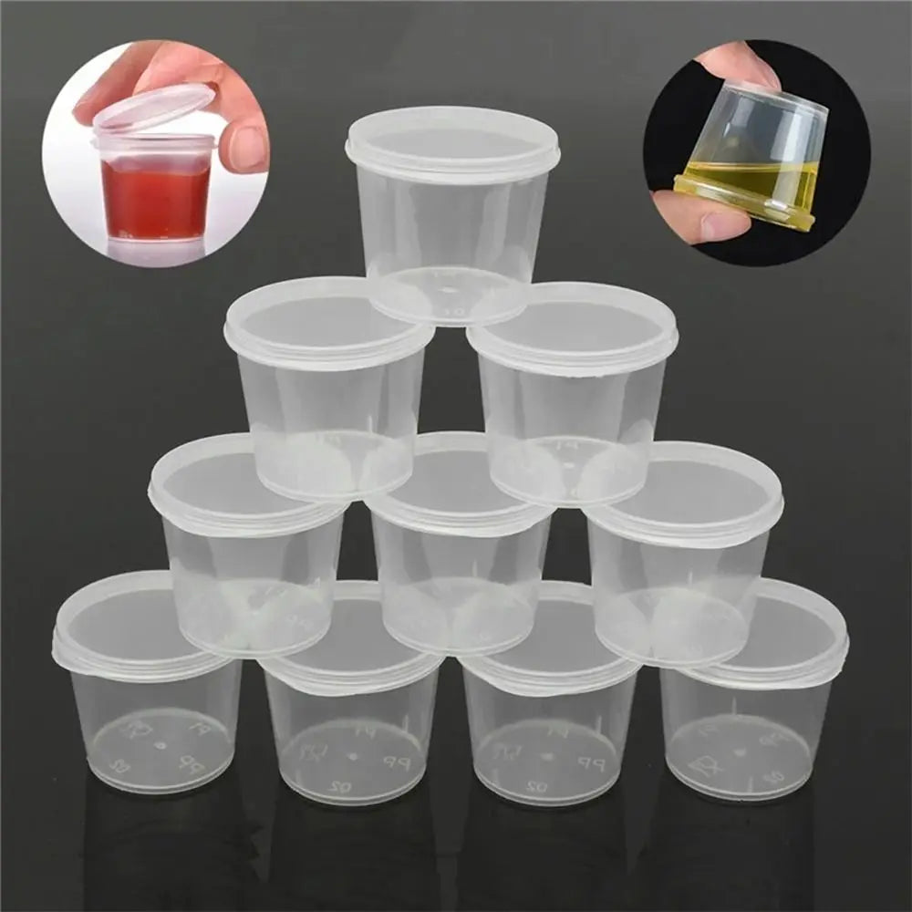 50pcs Leak-Proof Sauce Cups with Hinged Lids | Clear Containers