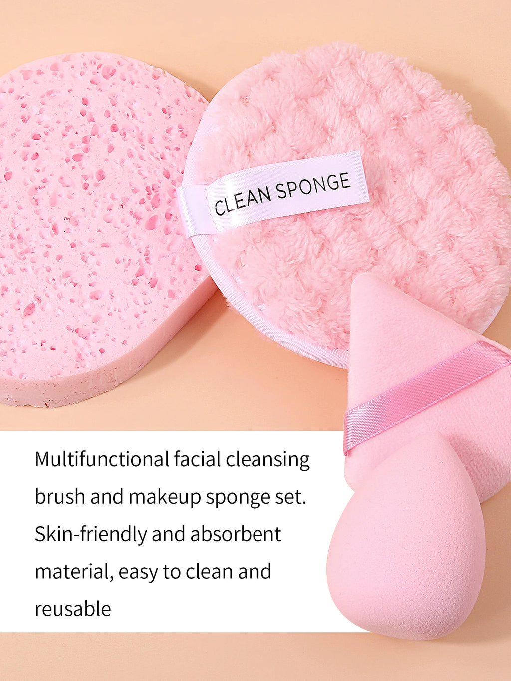 4-Piece Facial Cleansing Sponge Set – Wet & Dry Powder Puff Facial Cleansing Sponge Nixie