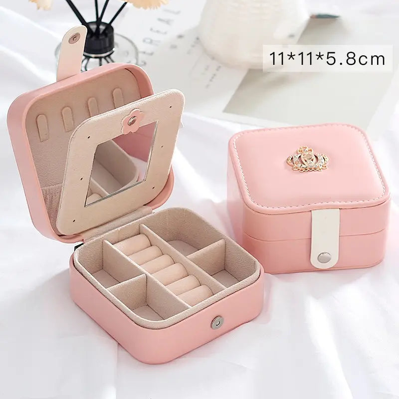 Double Layer PU Leather Jewelry Box with Mirror | Nixie