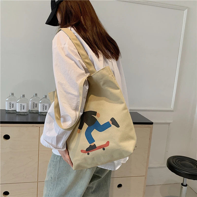 Cartoon Harajuku Canvas Crossbody Bag – Cute Women's Shoulder Bag Canvas Shoulder Bag Nixie