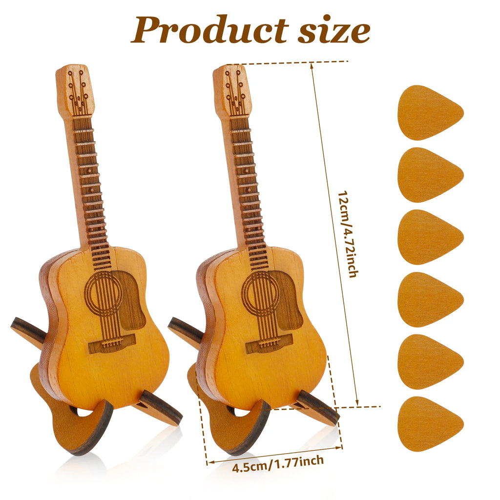 Bamboo Guitar Pick Case Holder with Stand – Set of 2 Guitar Pick Holder Nixie