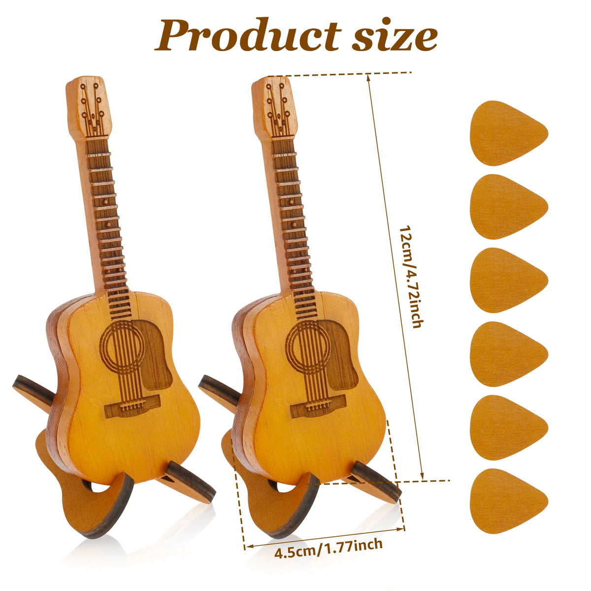 Bamboo Guitar Pick Case Holder with Stand – Set of 2 Guitar Pick Holder Nixie