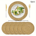 6-Pack Round Natural Woven Linen Placemats – Heat-Resistant Woven Table Placemats Nixie 6PCS