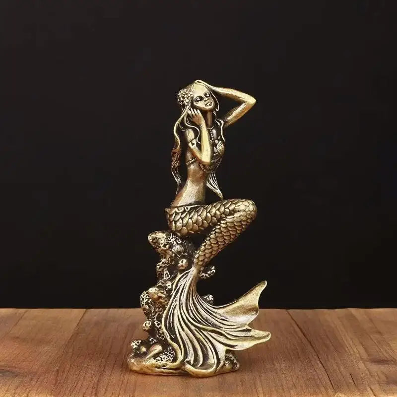 Mini Brass Mermaid Figurine Statue – Home Decor & Gift Decorative Figurine Nixie Default Title