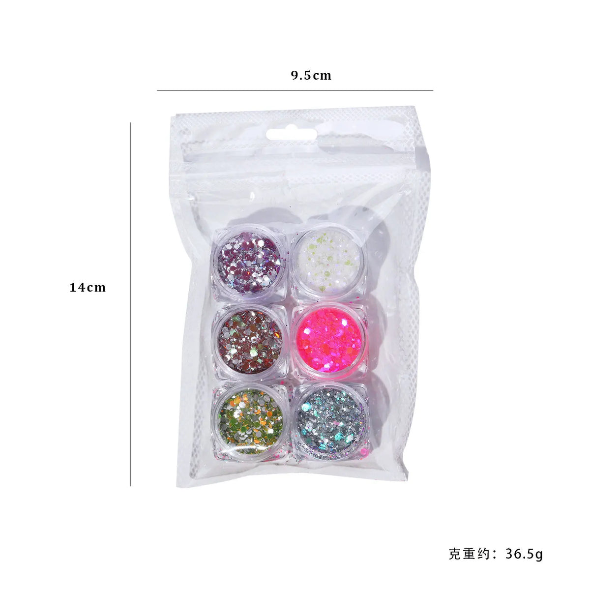 6-Color Holographic Diamond Nail Glitter Powder – Iridescent Set Nail Glitter Powder Nixie
