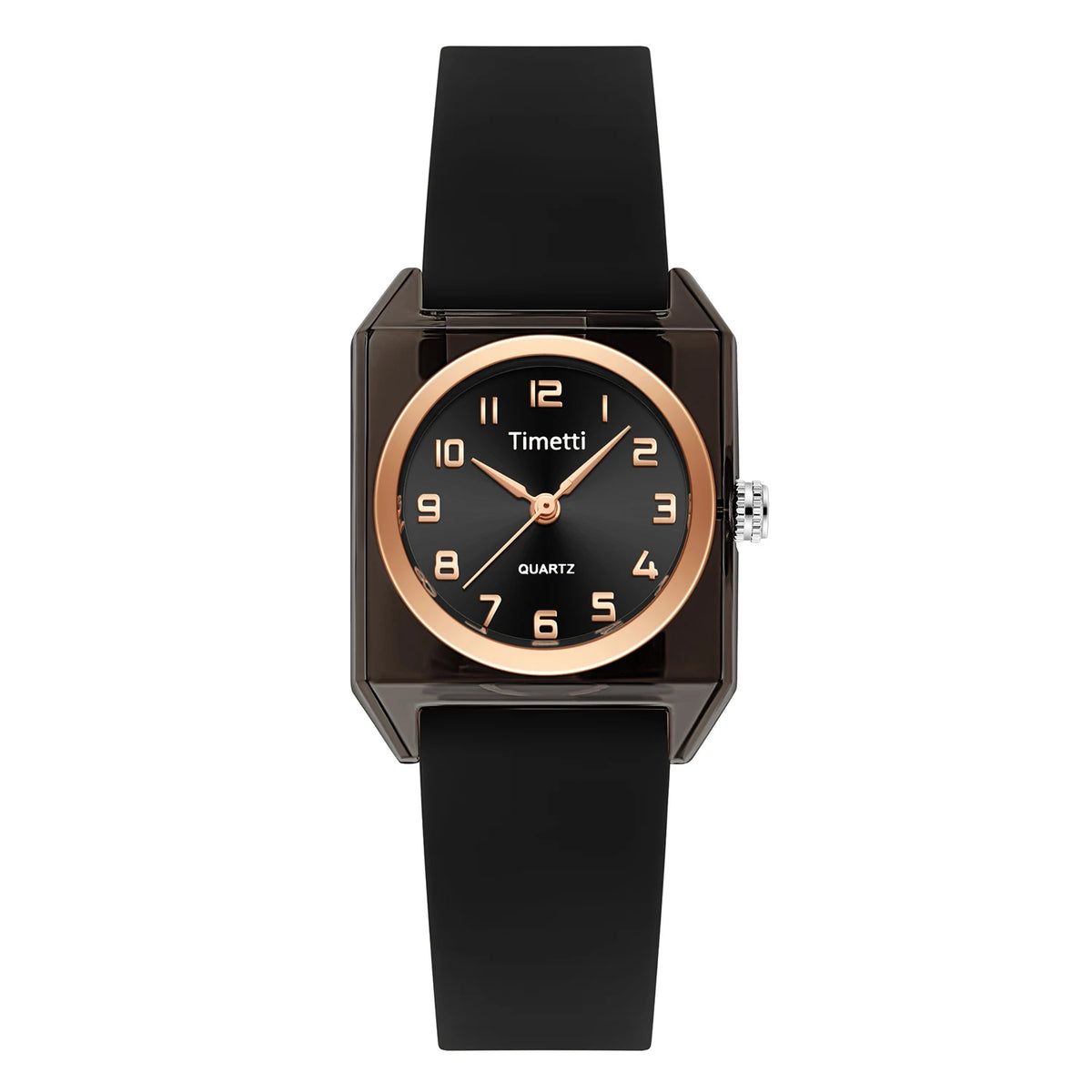 Timetti Women's Square Quartz Watch – Casual Silicone Strap
