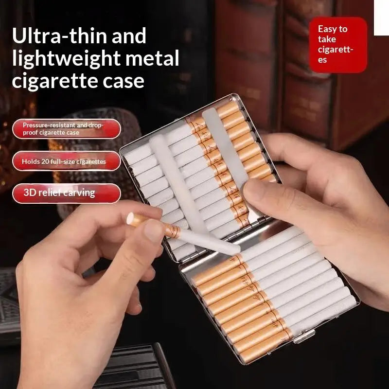 Embossed Metal Cigarette Case Flip Top – Holds 20 Cigarettes Cigarette Case Nixie