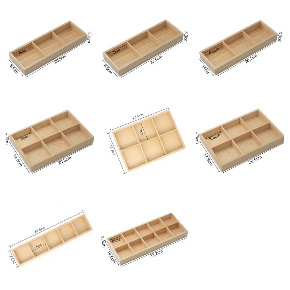 Multi-Grid Wood Succulent Tray & Desktop Organizer Holder Wood Planter Tray Nixie