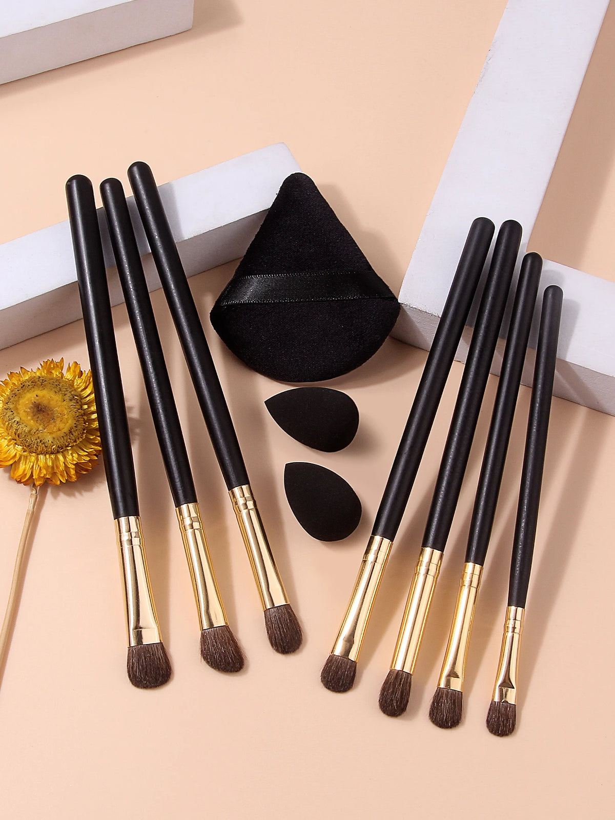 10Pcs Horsehair Eyeshadow Makeup Brush Set & Beauty Sponge Eye Makeup Brush Set Nixie