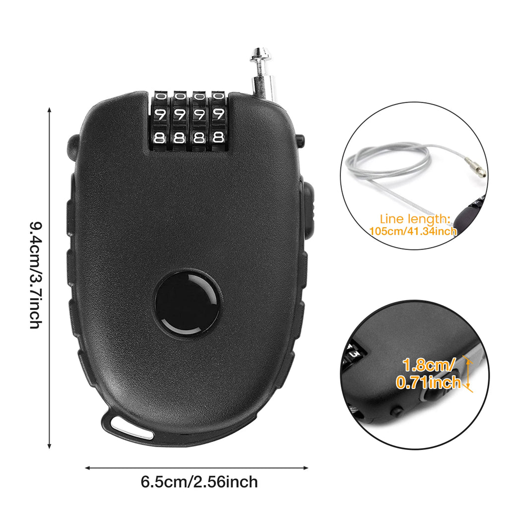 Motorcycle Helmet Cable Lock – Steel Wire Password Lock Cable Combination Lock Nixie