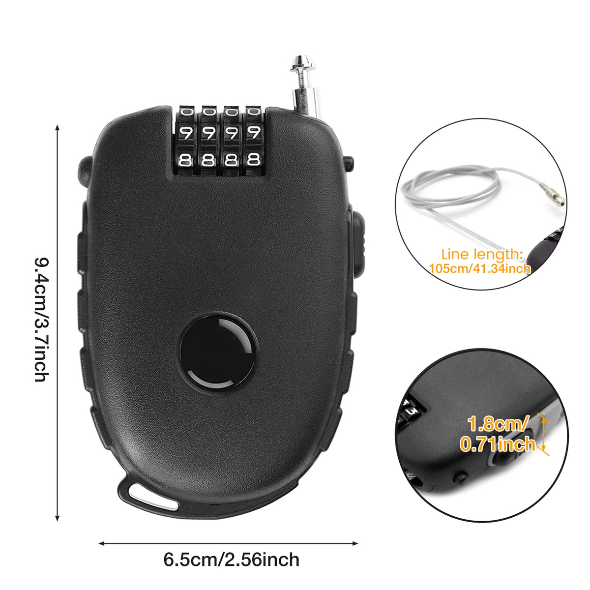 Motorcycle Helmet Cable Lock – Steel Wire Password Lock Cable Combination Lock Nixie