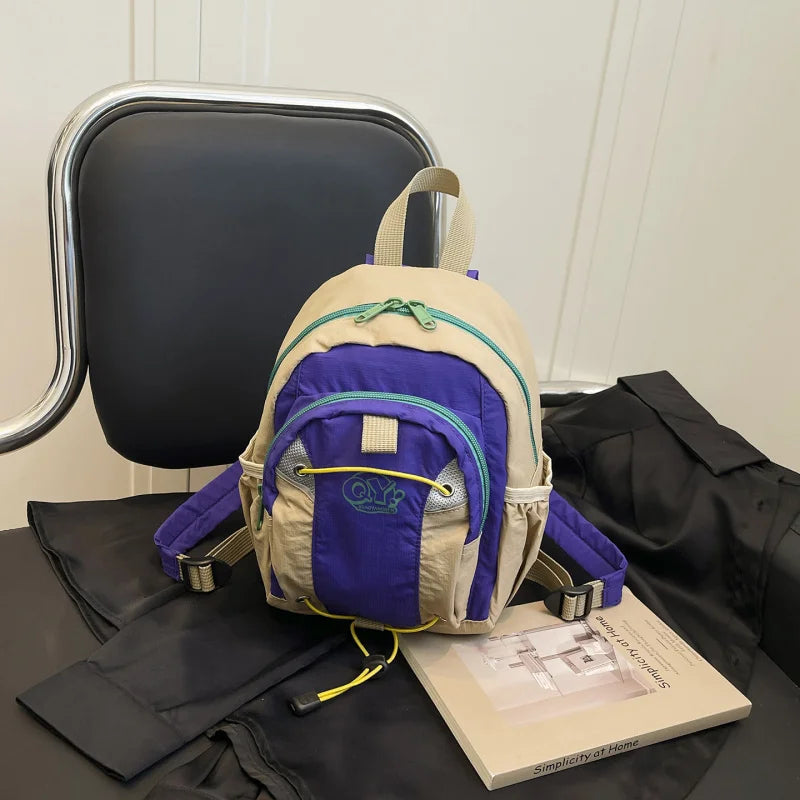 Women's Color-Block Small Backpack – Lightweight Student Bag Color-Block Backpack Nixie