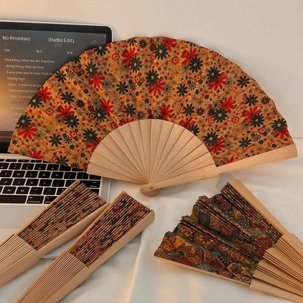 Vintage Bohemian Wooden Folding Fan – Hand Fan Home Décor Gift